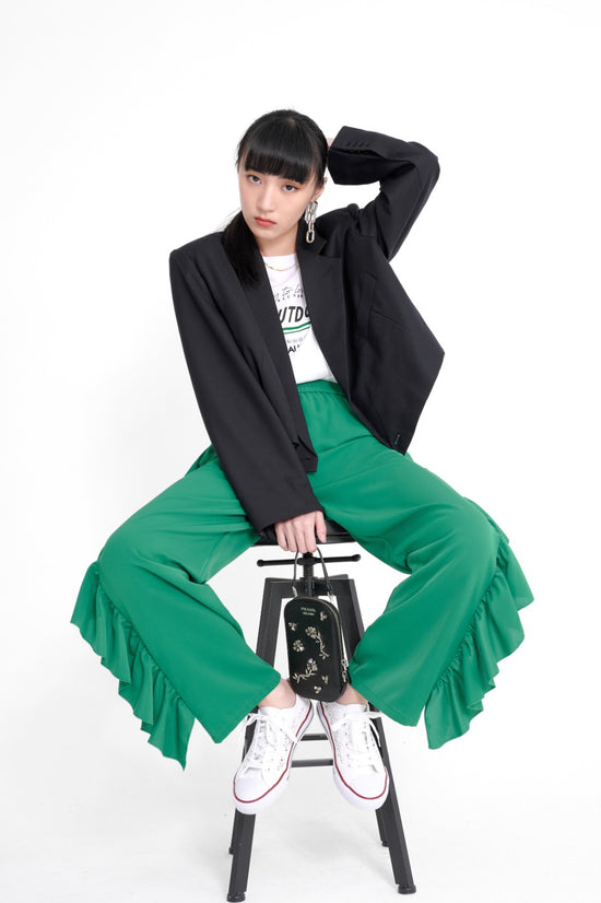 Load image into Gallery viewer, aalis SOTA two side ruffle pants (Green)
