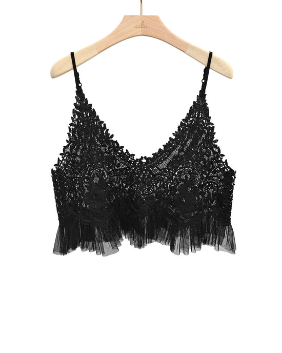 aalis SAVA crochet lace and tulle camisole (Black)