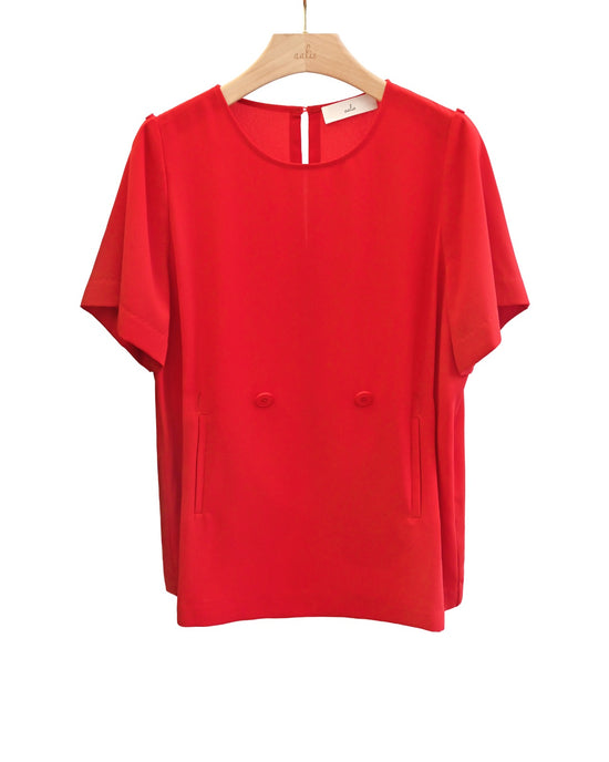 aalis YOKI Woven Tee with buttons detail (Red)