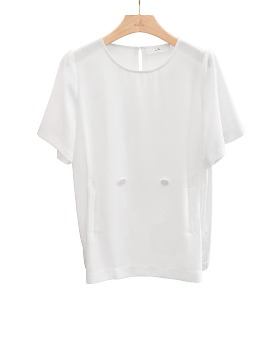 aalis YOKI Woven Tee with buttons detail (White)