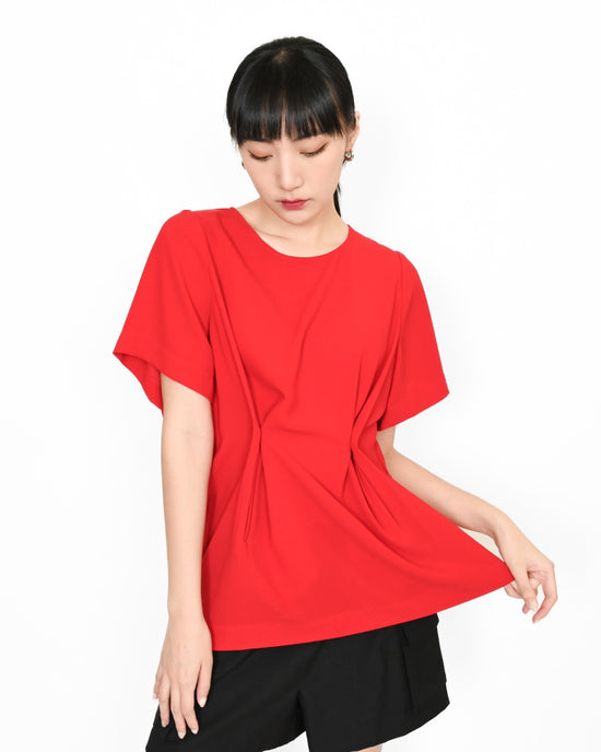 aalis YOKI Woven Tee with buttons detail (Red)