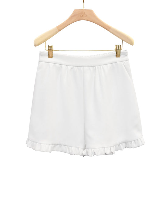 aalis LORNA ruffle hem shorts (White)
