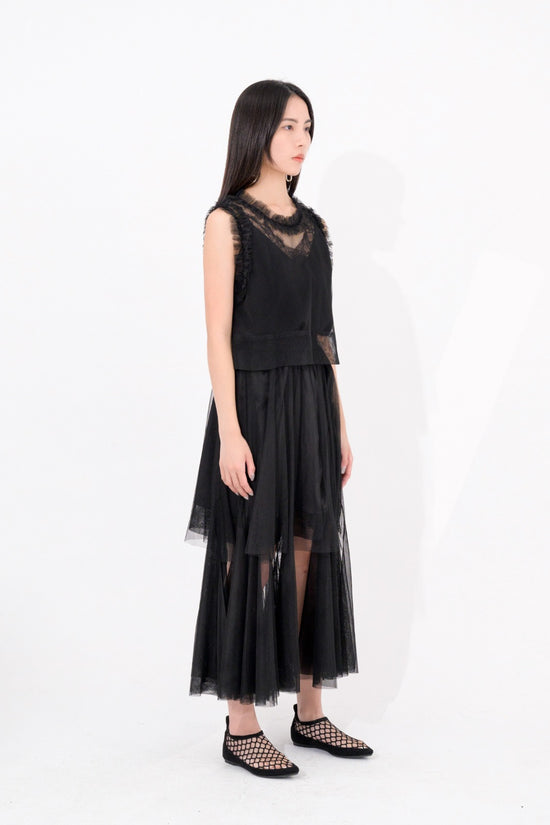 Load image into Gallery viewer, aalis JAYLA dangling detail mesh skirt (Black)
