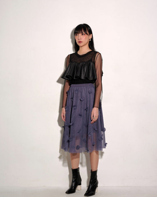 aalis KIAN dot motive mesh skirt (Purple grey)