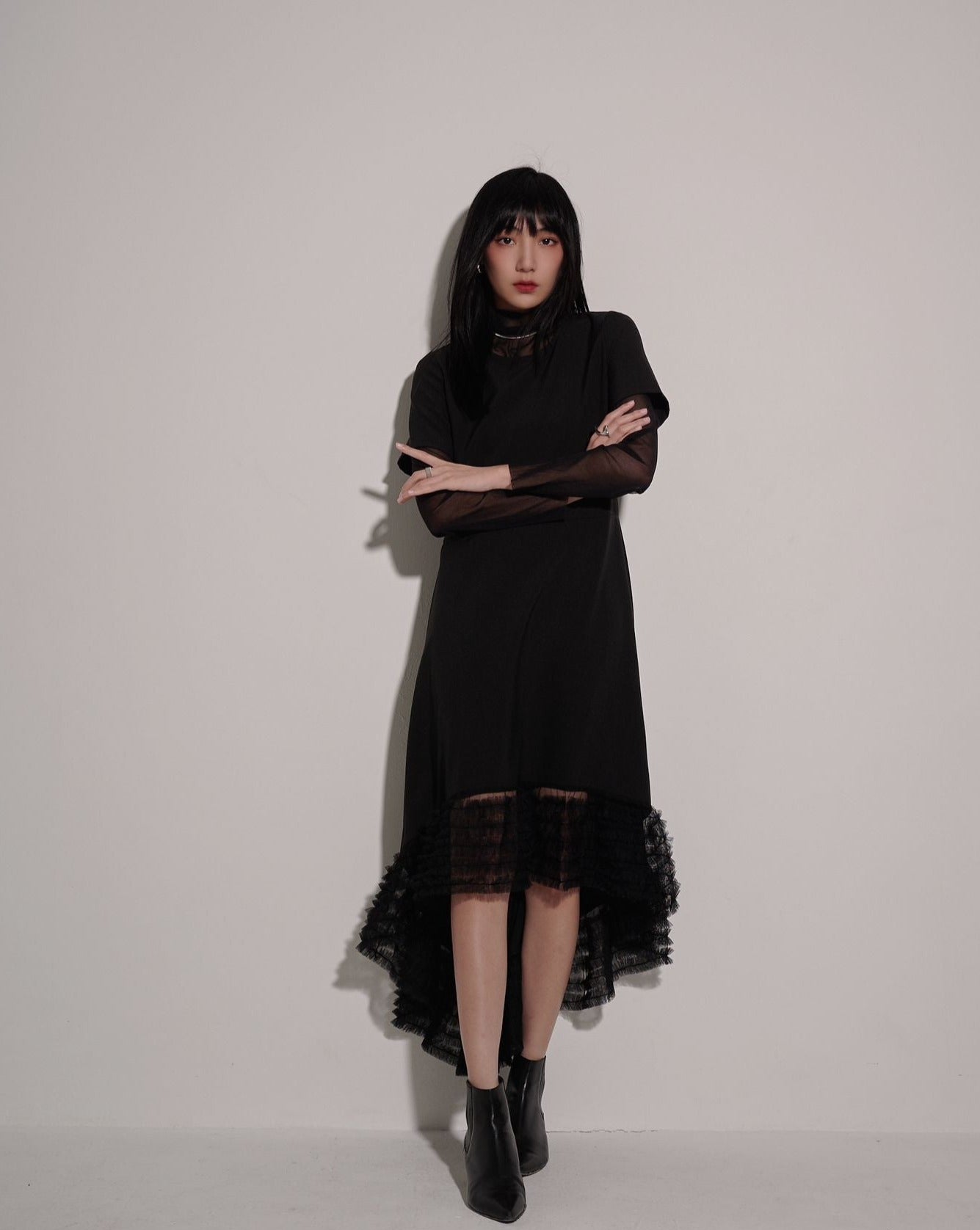 aalis ZONA mesh trimmed dress (Black)