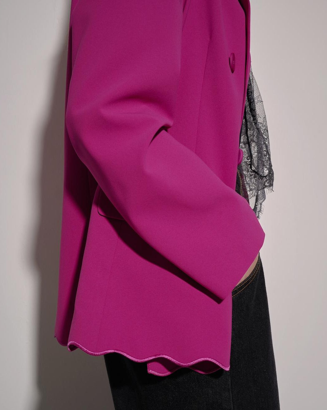 aalis MOONIA 扇贝边双排扣西装外套（紫红色）