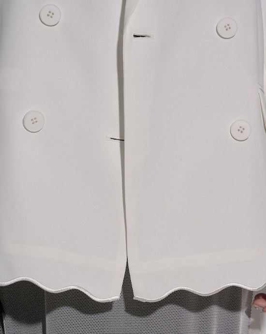 aalis MOONIA 扇贝边双排扣西装外套（白色）