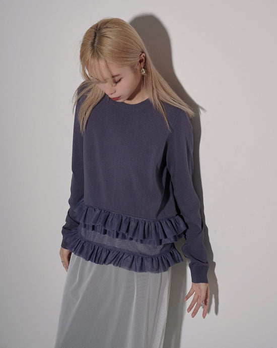 aalis ELIZA double tutu detail knitted pullover (Grey purple)