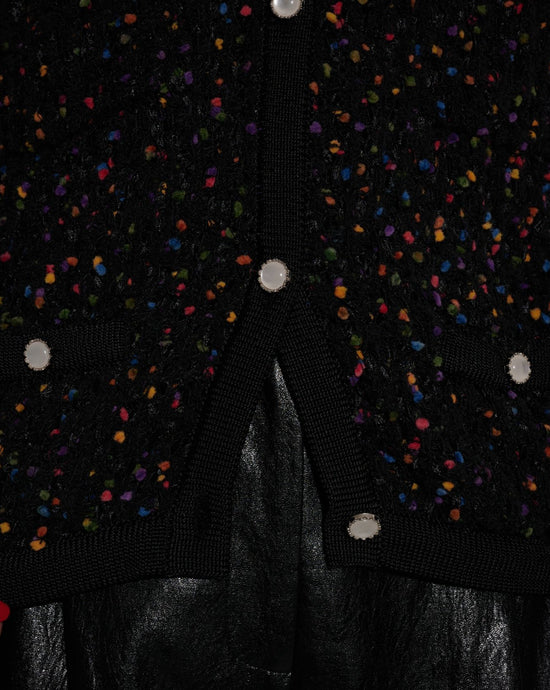 aalis FAYA Mini Pom Pom knitted cardigan (Black mix)