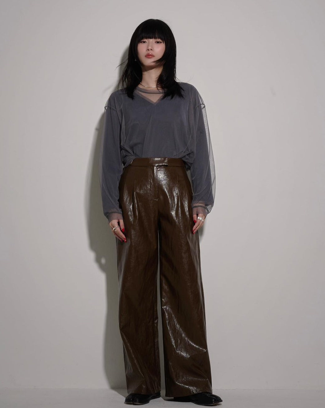 aalis SEF faux leather pants (Brown)