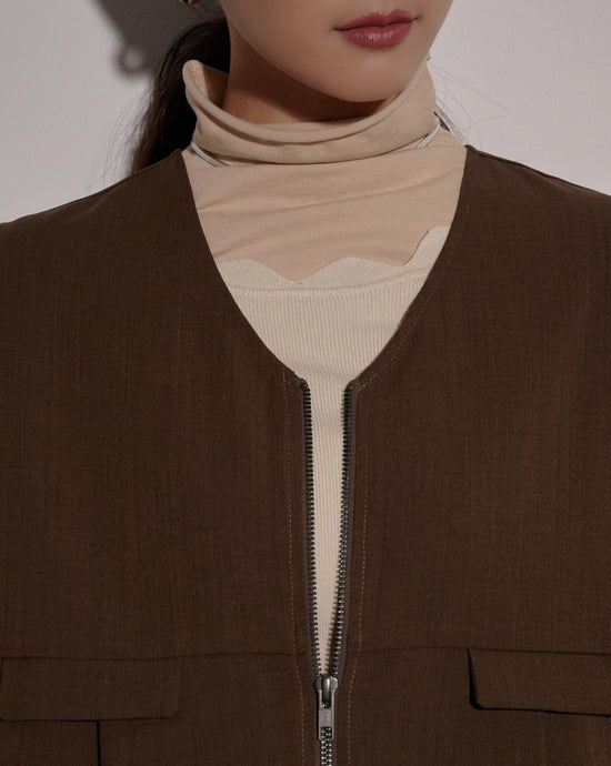 aalis MILANI zipper detail jumpsuit (Brown)