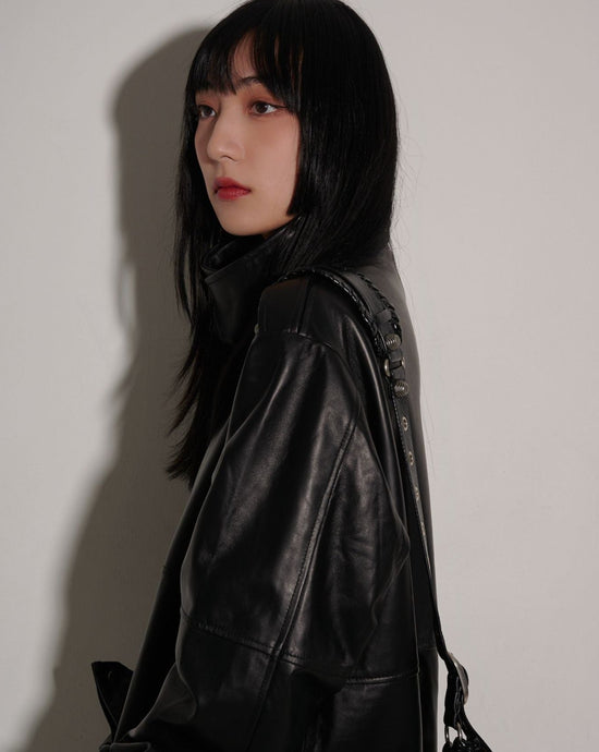 aalis BROOK pocket leather jacket (Black)