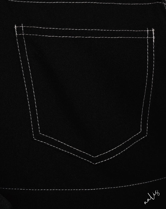 aalis PAGE 撞色缝线连身裤（黑色）