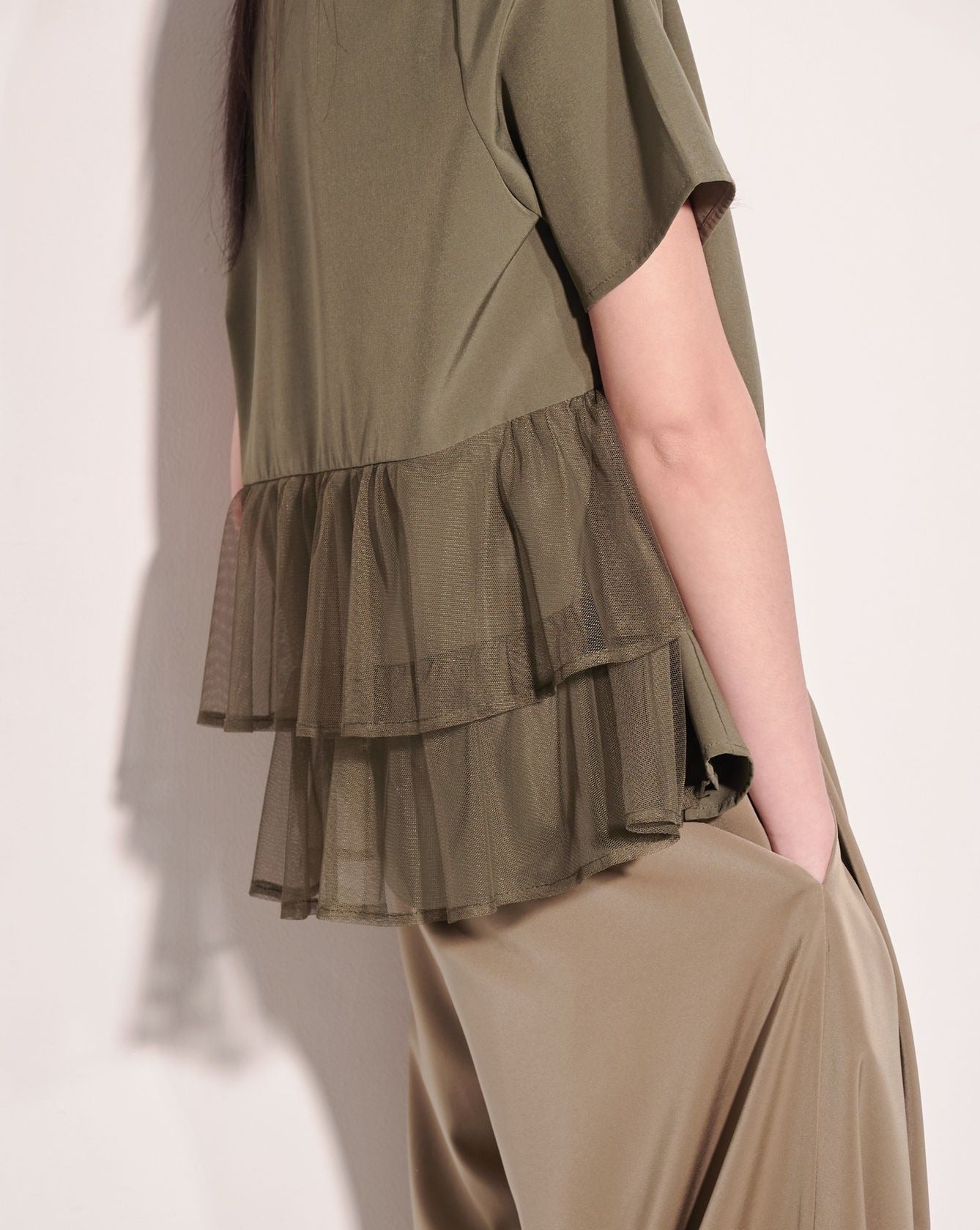 aalis ORLIA two tiers tulle on the side SS top (Dark green)