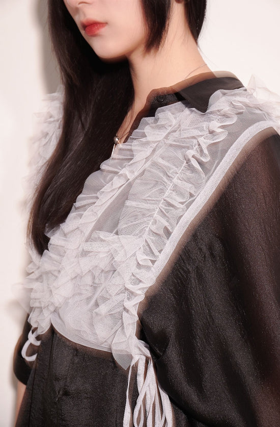 aalis VERNA pleated mesh detail vest jacket (Light grey)