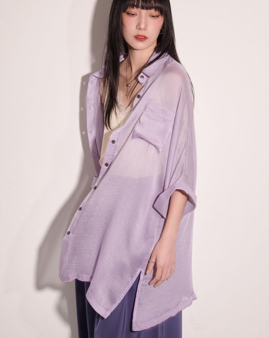 aalis MENA mid sleeves oversized shirt (Lilac)