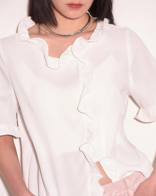 aalis CARLEE ruffle trims top (White)