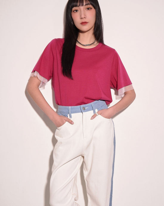 aalis PAOLA mesh inner layer SS tee (Magenta)