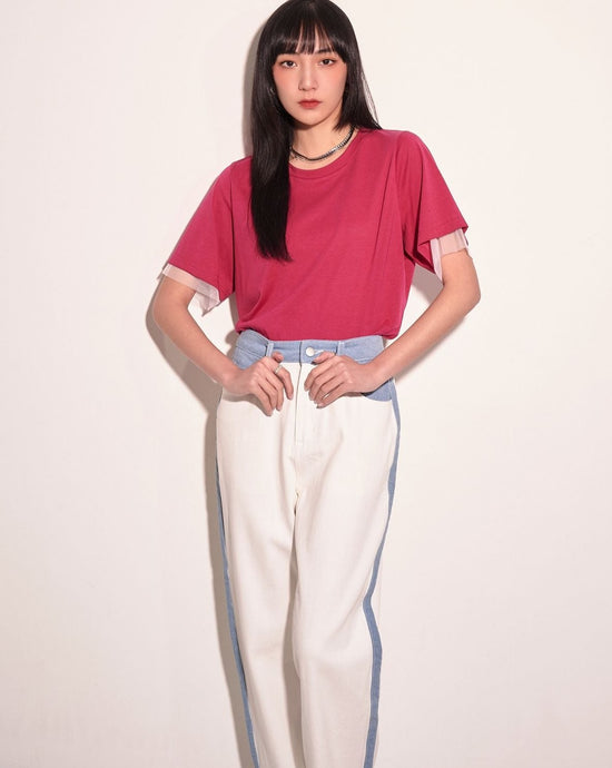 aalis PAOLA mesh inner layer SS tee (Magenta)