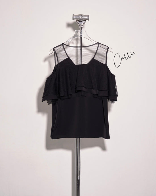 aalis CALLIE mesh panel mesh shoulder top (Black)