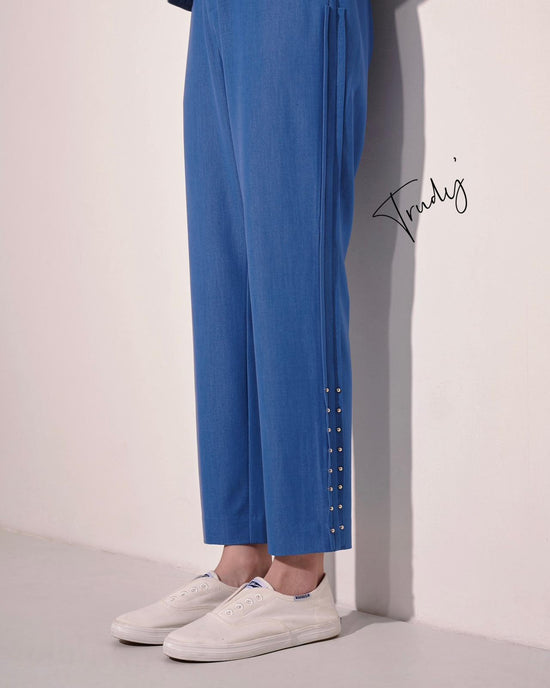 aalis TRUDY side studded pants (Blue denim)