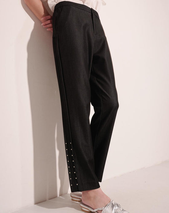 aalis TRUDY side studded pants (Black denim)