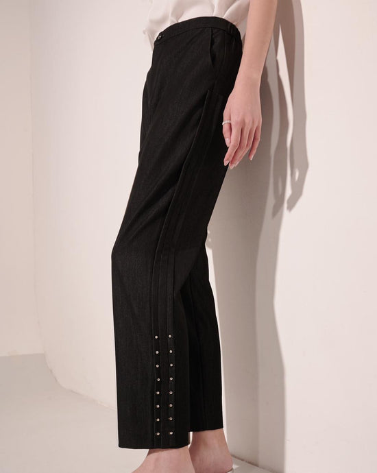 aalis TRUDY side studded pants (Black denim)