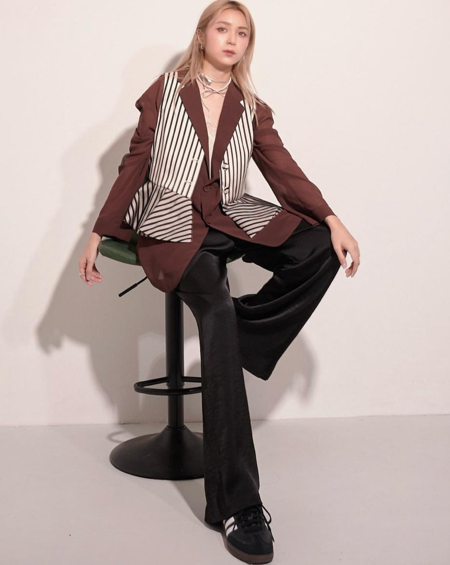 aalis DELLA oversized blazer (Brown chiffon)