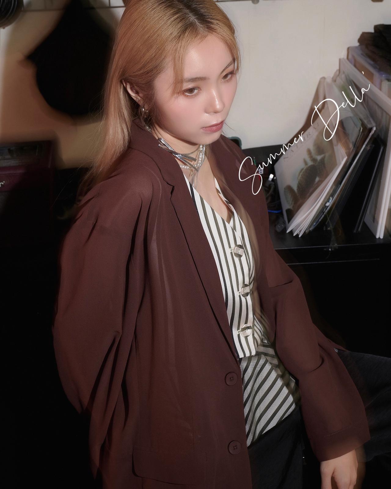 aalis DELLA oversized blazer (Brown chiffon)