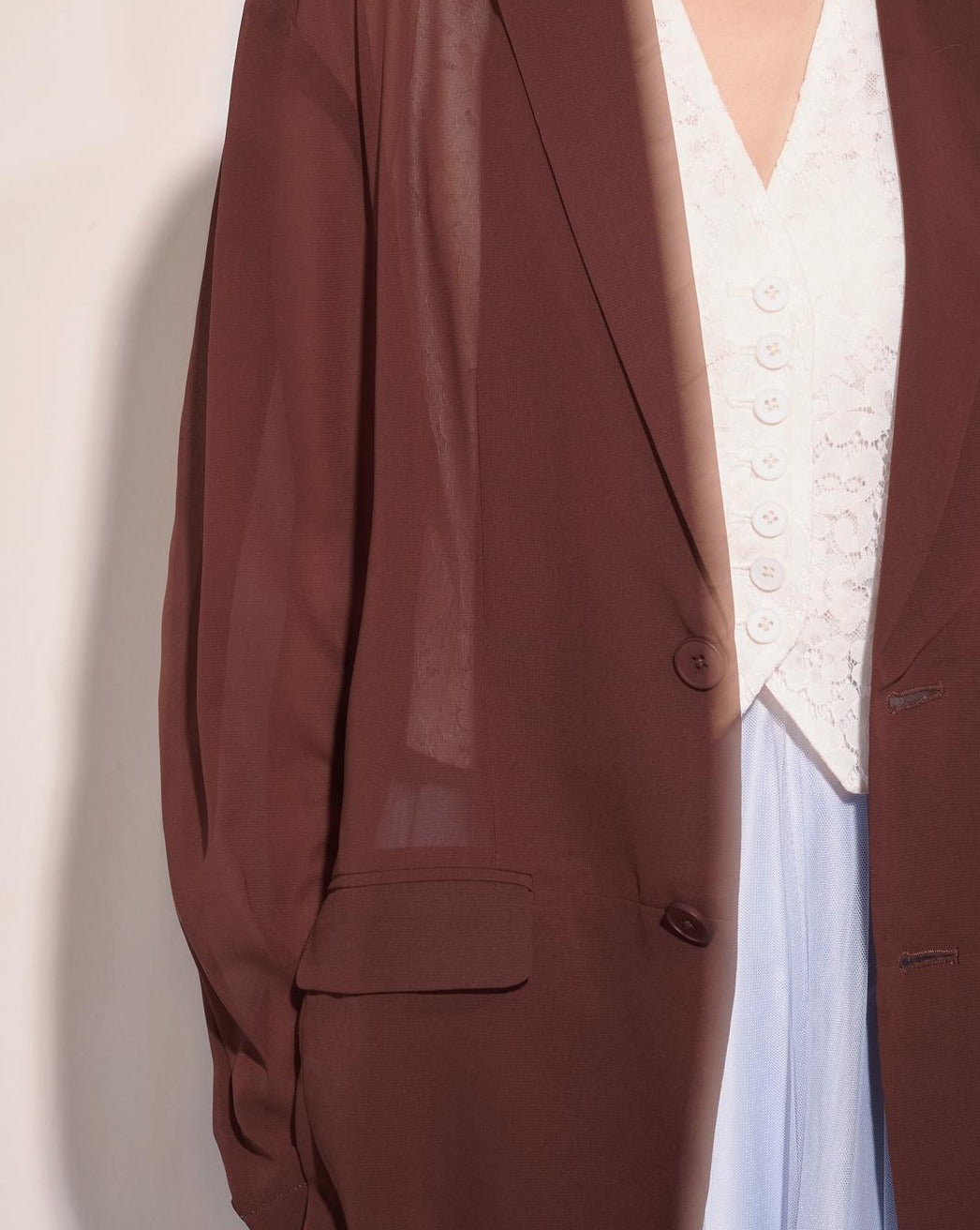 aalis DELLA oversized blazer (Brown chiffon)