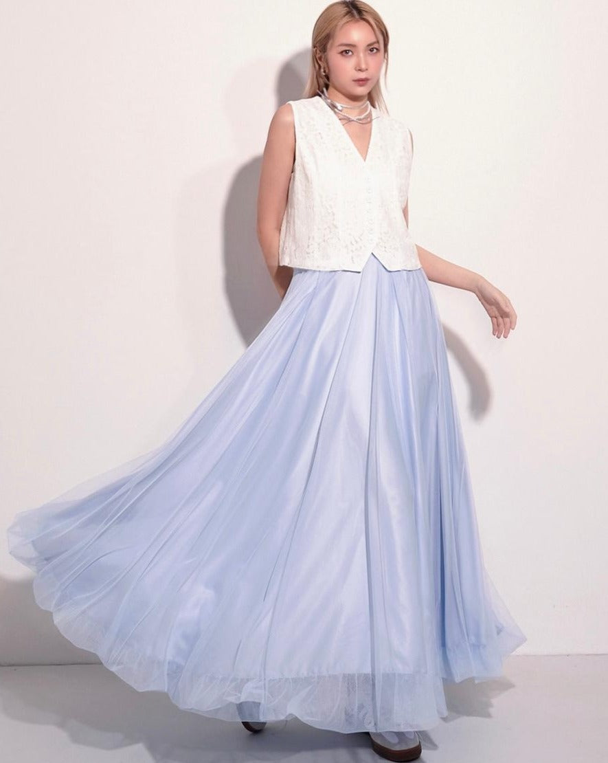 aalis LIDA mesh bubble hem skirt (Blue)