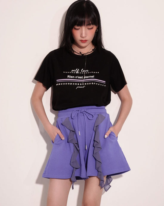 aalis YUNA studded printed SS tee (Black)