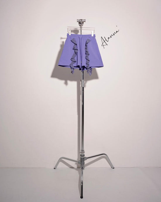 aalis ALANNA chiffon ruffle panel sweat shorts (Purple blue)