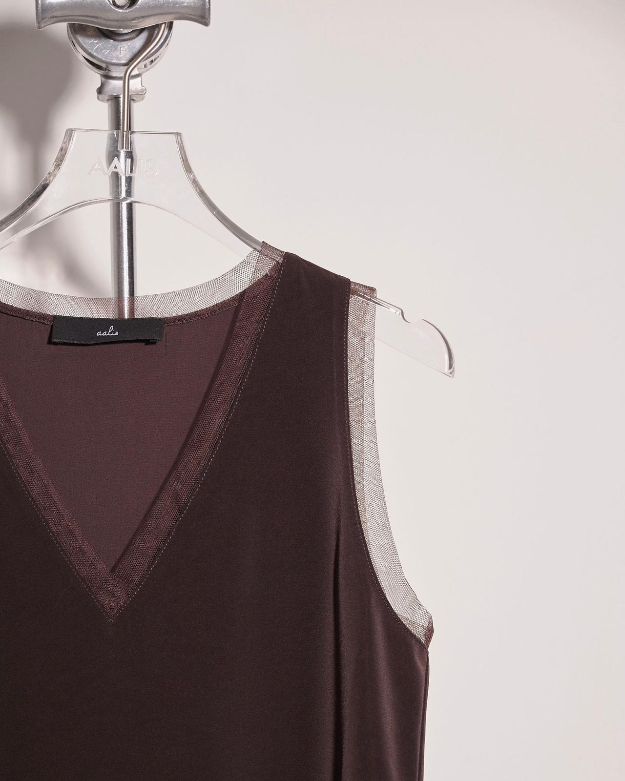 aalis IDO V neck mesh trim tank (Chocolate)