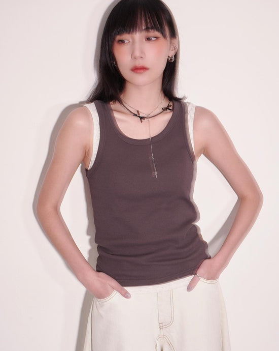 aalis MARGI ribbed racer tank (Charcoal)