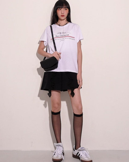 aalis YUNA studded printed SS tee (White)