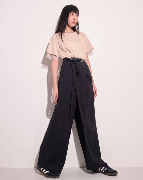 aalis LARA wrap and tie relaxed pants (Black)