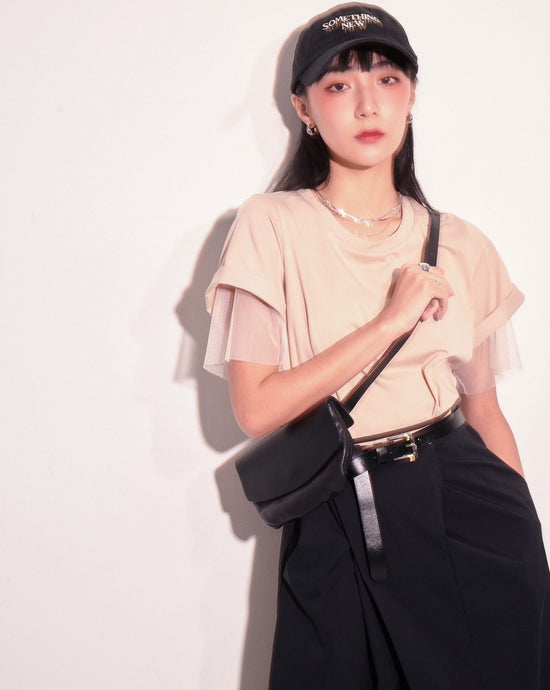 aalis PAOLA mesh inner layer SS tee (Beige)