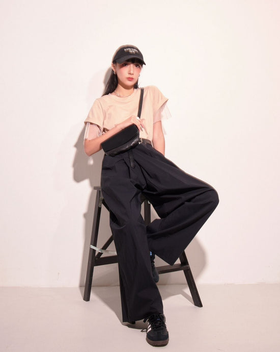 aalis LARA wrap and tie relaxed pants (Black)