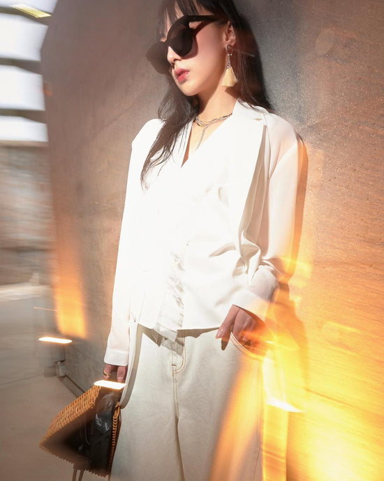 aalis DELLA oversized blazer (White chiffon)