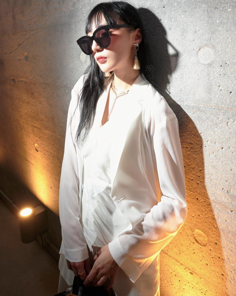 aalis DELLA oversized blazer (White chiffon)