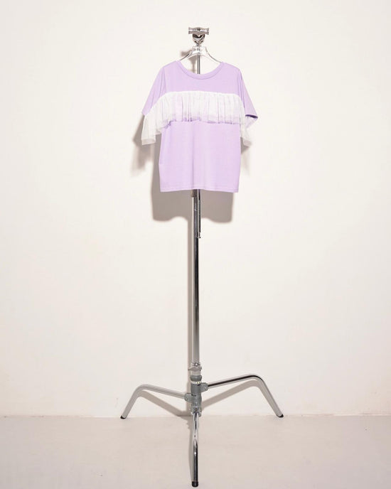 aalis ANIYA ruffle mesh panel S/S tee (Lilac)