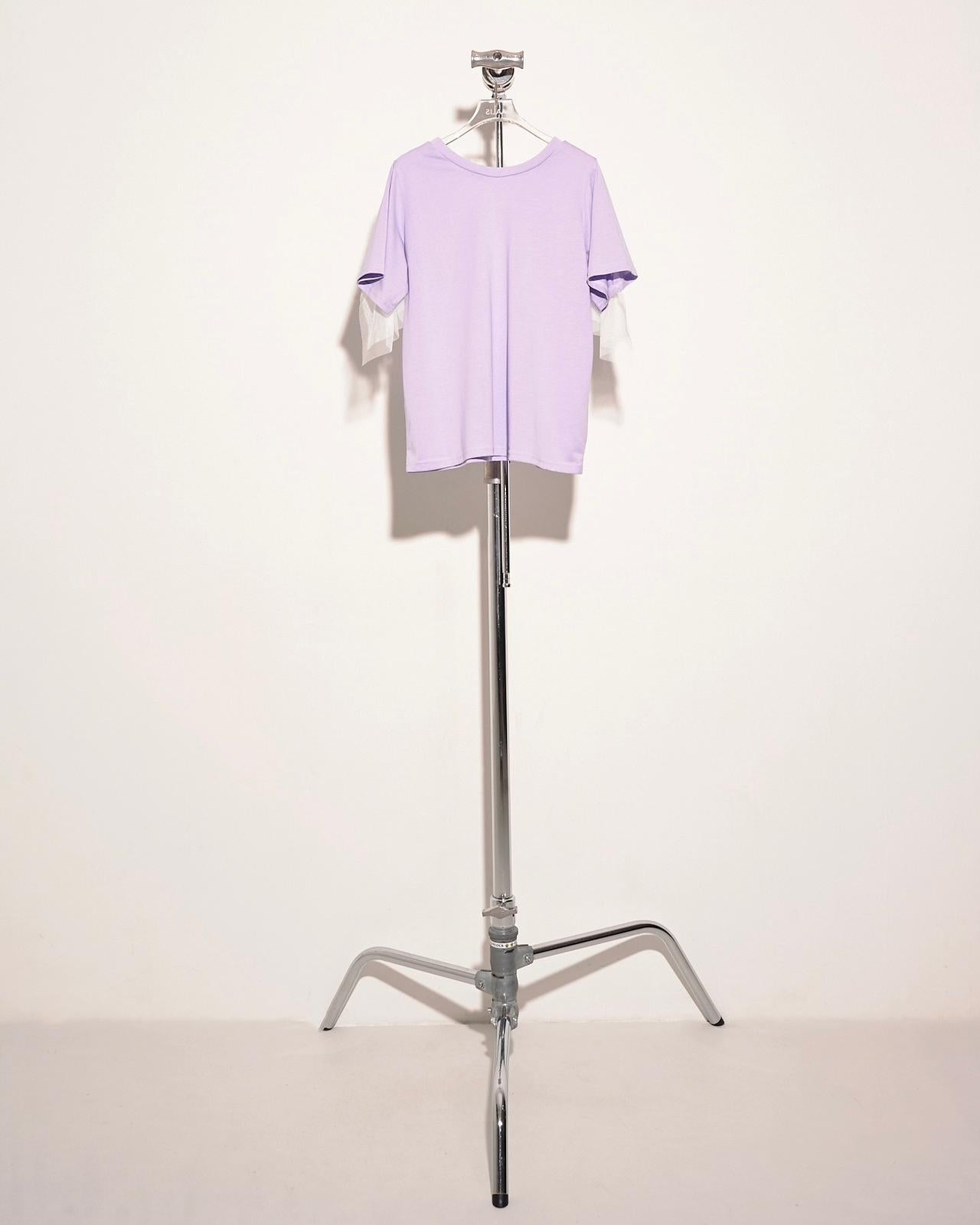 aalis ANIYA ruffle mesh panel S/S tee (Lilac)