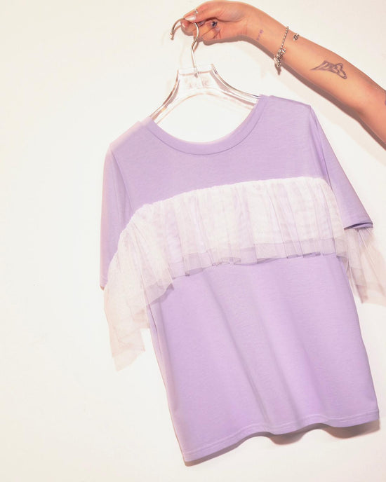 aalis ANIYA ruffle mesh panel S/S tee (Lilac)