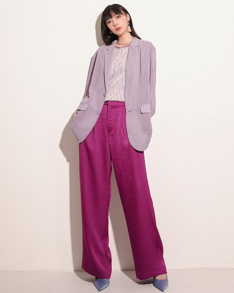 aalis WILEY mesh trim pocket wide legs pants (Magenta)