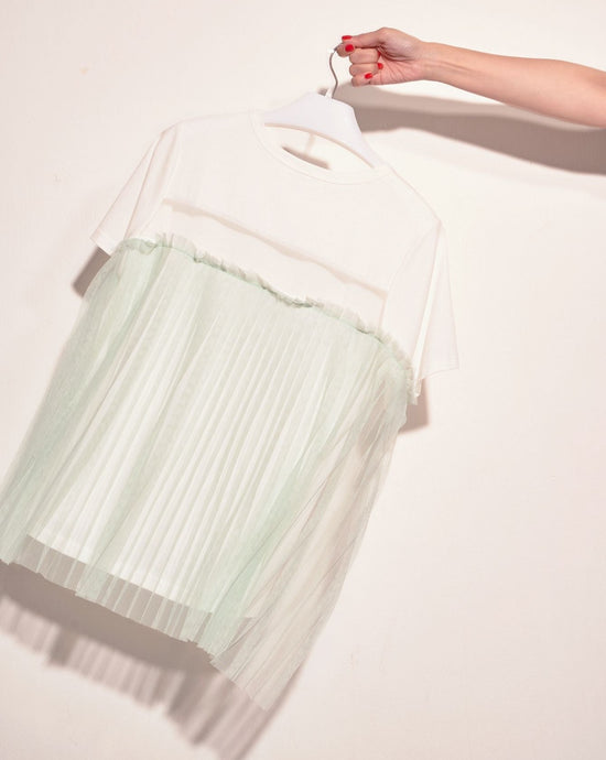 aalis HANSA back pleated mesh s/s tee (White)