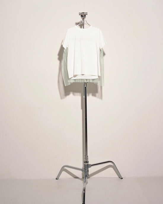 aalis HANSA back pleated mesh s/s tee (White)