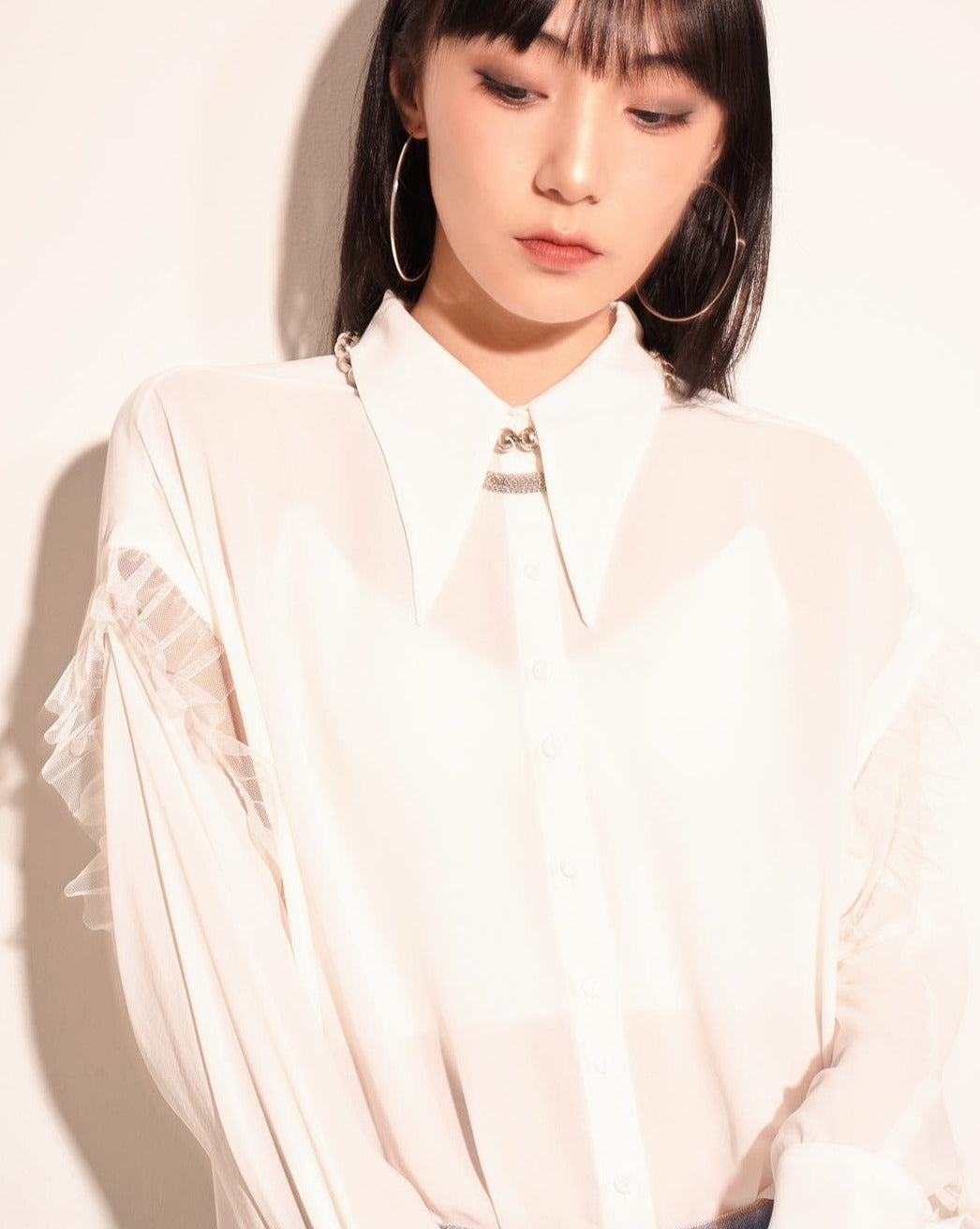 aalis FAIDA removable sleeves shirt (White)