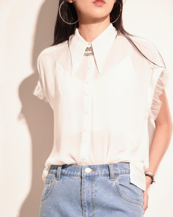 aalis FAIDA removable sleeves shirt (White)