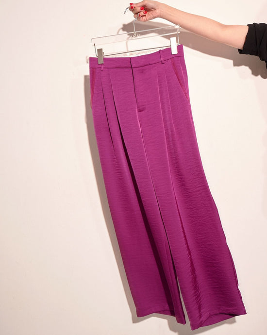 aalis WILEY mesh trim pocket wide legs pants (Magenta)